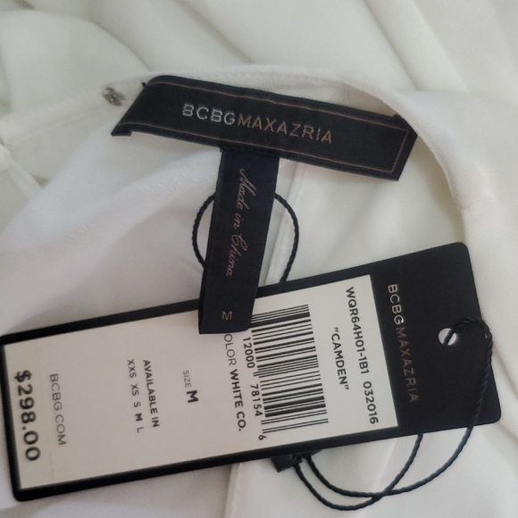 New WT BCBGMaxAzria White High Low Handkerchief Hem Chiffon Dress Size M - Picture 10 of 13